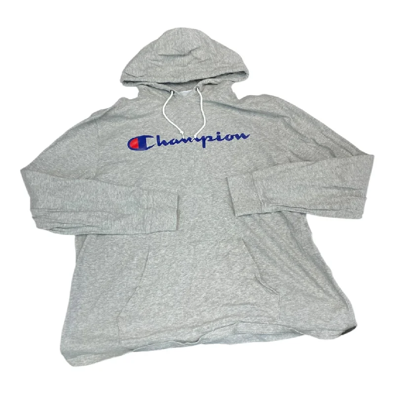 Athletic Top Long Sleeve Hoodie By Champion In Grey, Size: Xl Laid