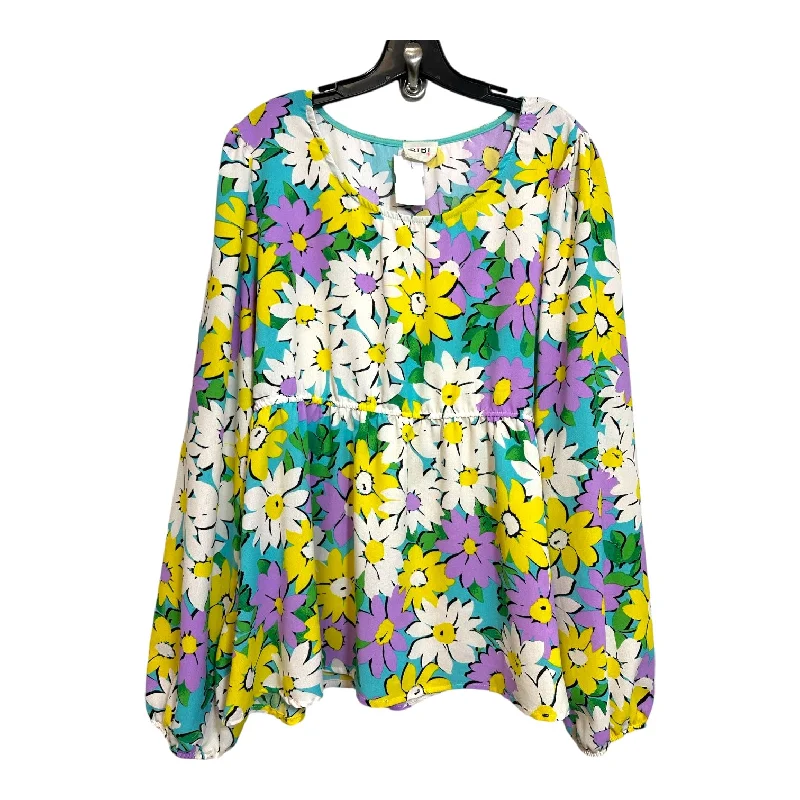 Top Long Sleeve By Bibi In Flowered, Size: Xl Refined Men's Classic 