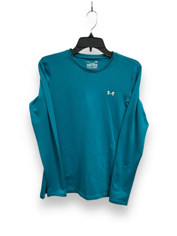 Athletic Top Long Sleeve Collar By Under Armour In Blue, Size: L Hip Men's Retro