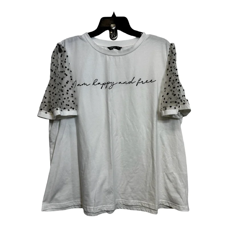 Top Short Sleeve By Shein In White, Size: 3x Relaxed Men's Australian 
