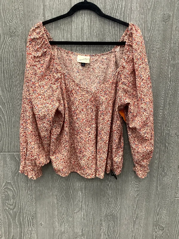 Top Long Sleeve By Universal Thread In Floral Print, Size: Xl Casual Men's Loose