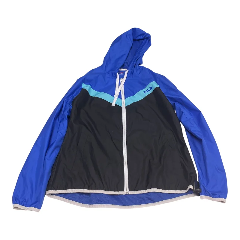 Athletic Jacket By Fila In Black & Blue, Size: S Edgy Men's Punk