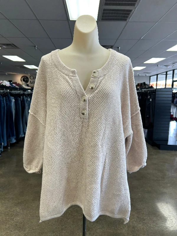 Top Short Sleeve By Andree By Unit In Tan, Size: L Streetwear Style