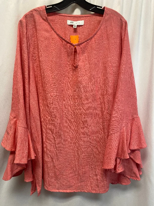 Top Long Sleeve By Fever In Peach, Size: 2x Sleek Men's Metallic