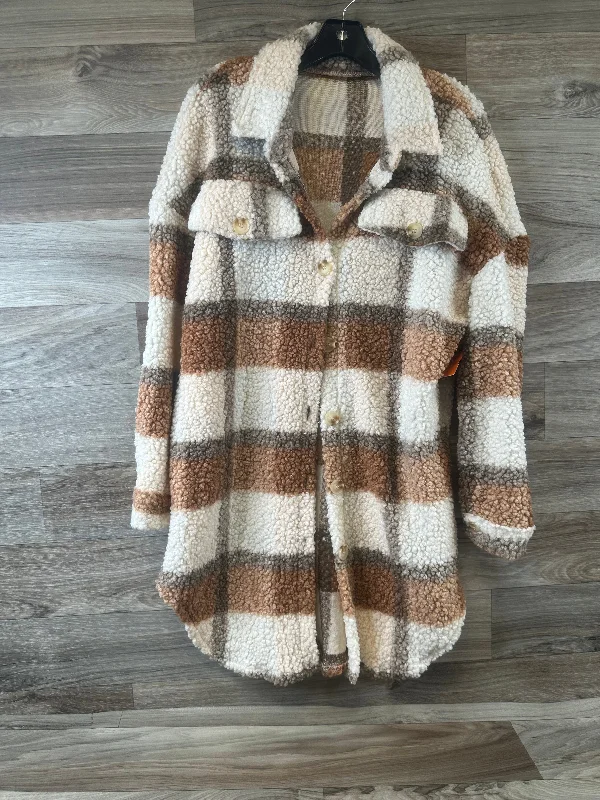 Jacket Shirt By Shein In Brown & Cream, Size: S Street