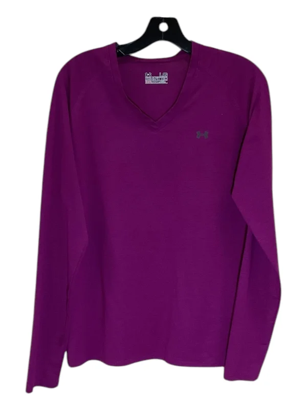 Athletic Top Long Sleeve Crewneck By Under Armour In Purple, Size: L Trendy Men's Scandinavian