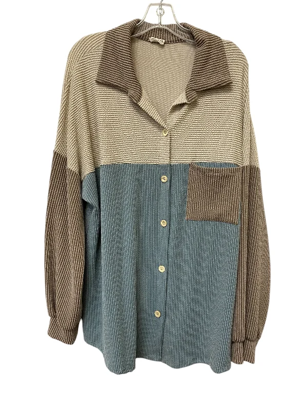 Jacket Shirt By Lovely Melody In Tan, Size: 3x Dapper Men's Bow