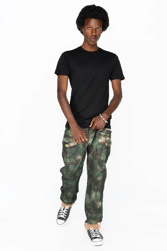 BOMBER POCKET PANTS IN TIE DYE CAMO GREEN Artistic Men's Avant