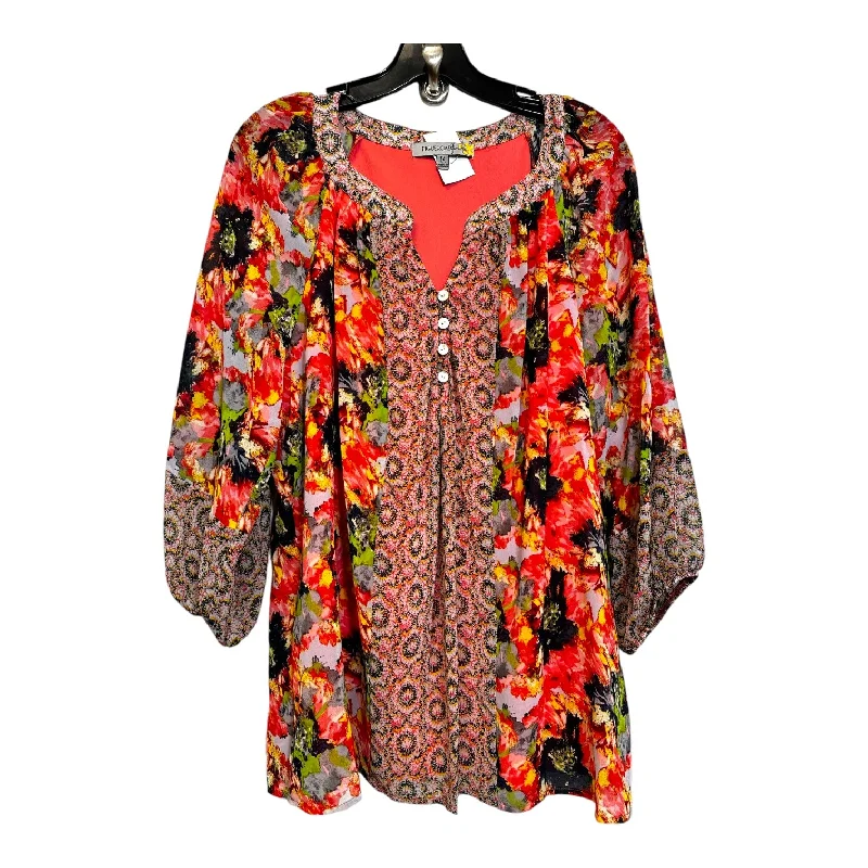 Top 3/4 Sleeve By Cme In Floral, Size: 1x Sleek Men's Contemporary 