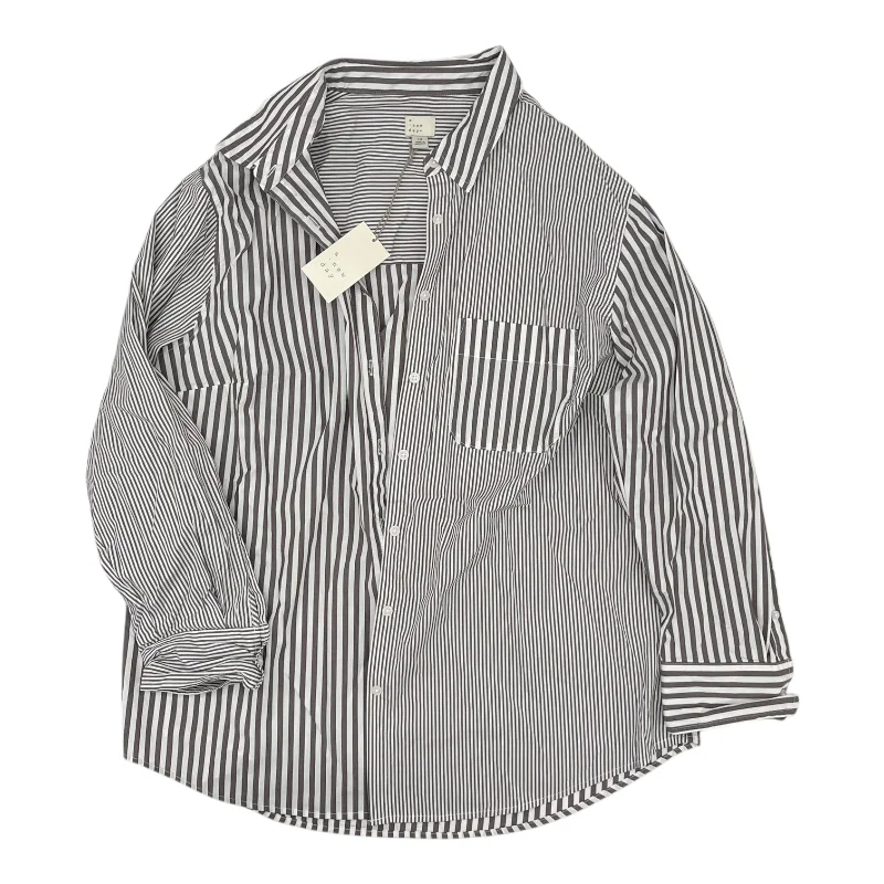 Top Ls By A New Day In Grey & White, Size:1X Dapper Men's 1920S