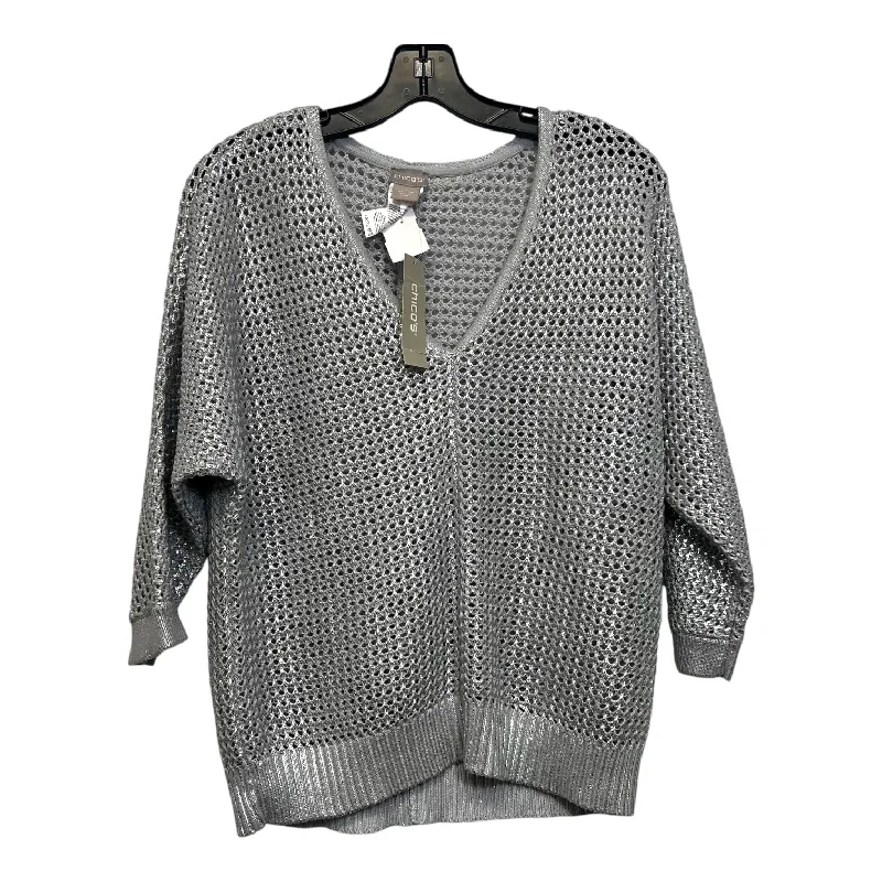 Sweater By Chicos O In Silver, Size: L Artistic Men's Avant