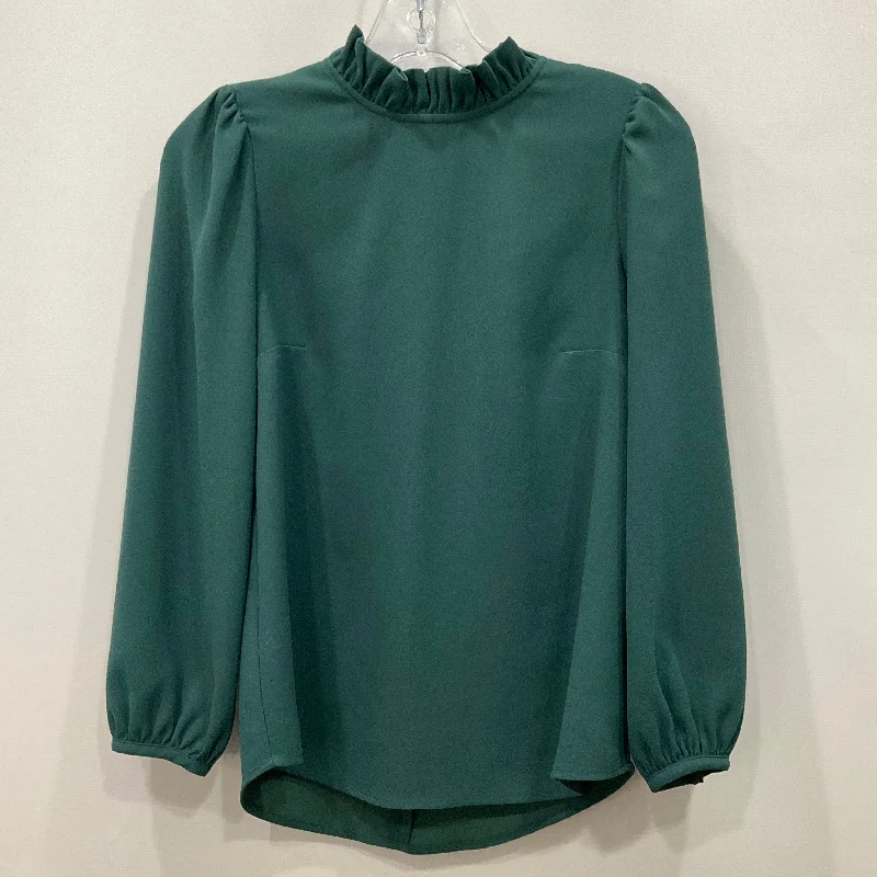 Blouse Long Sleeve By J. Crew In Green, Size: Xxs Gym