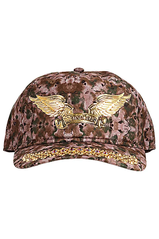 GREEN CAMO SNAPBACK WITH GOLD & RED CRYSTALS Bohemian Men's Free