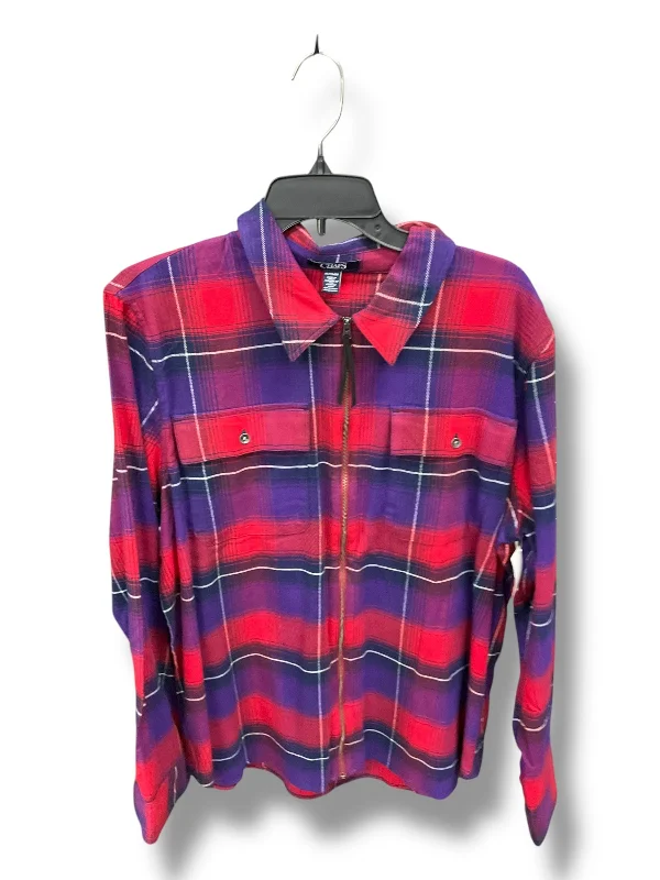 Top Long Sleeve By Chaps In Plaid Pattern, Size: 2x Business