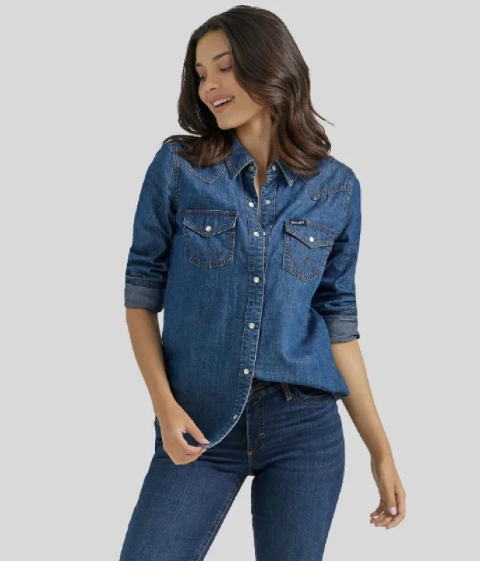 Dark Denim Single Stitch Denim Shirt Laid
