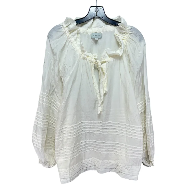 Top Long Sleeve By Lee Matthews In Cream, Size: 3X Casual Men's Japanese 