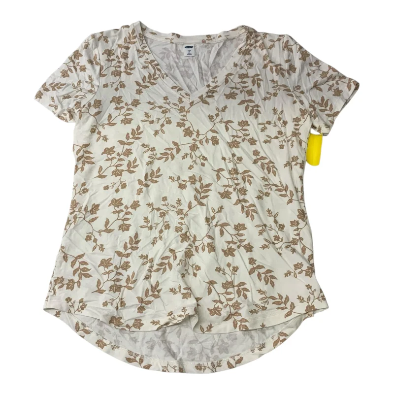 Top Short Sleeve By Old Navy In Tan & White, Size: Xs Laid