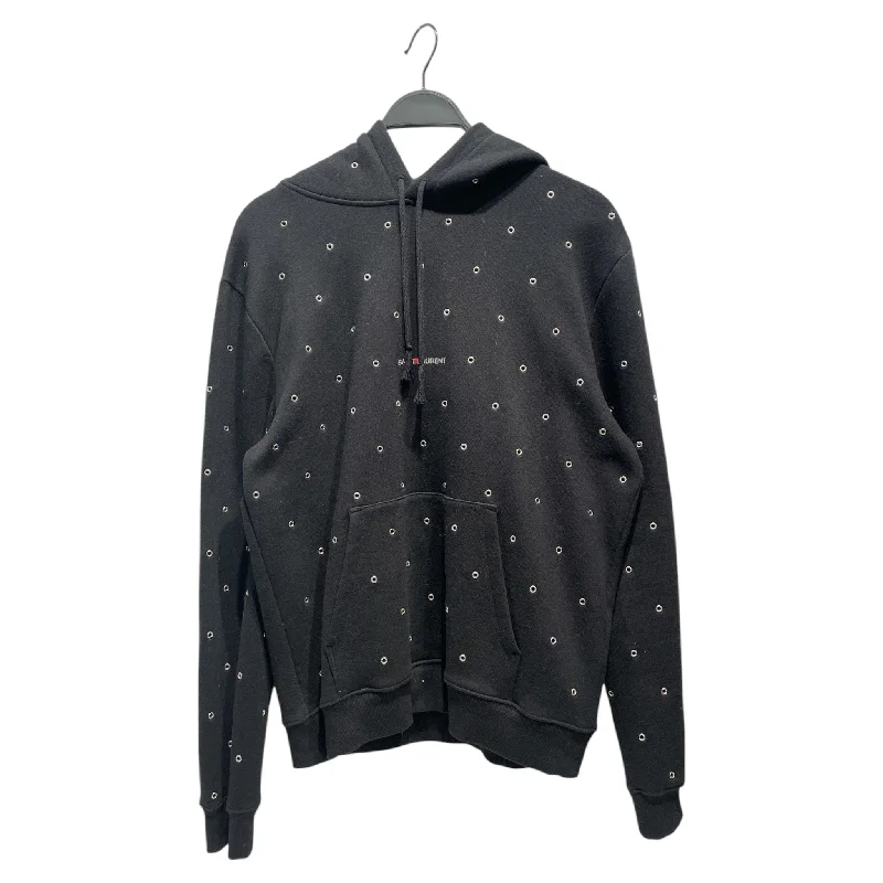 SAINT LAURENT/Hoodie/L/Cotton/BLK/Metal Hole Hoodie Edgy Men's Punk