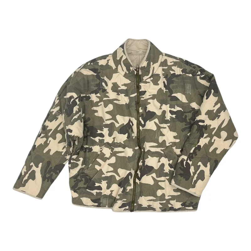 Jacket Puffer & Quilted By Oddi In Camouflage Print, Size:1X Casual Men's Loose