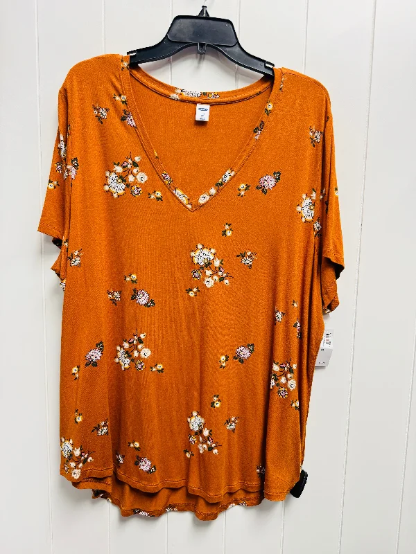 Top Short Sleeve By Old Navy In Orange, Size: Xxl Cool Men's Distressed