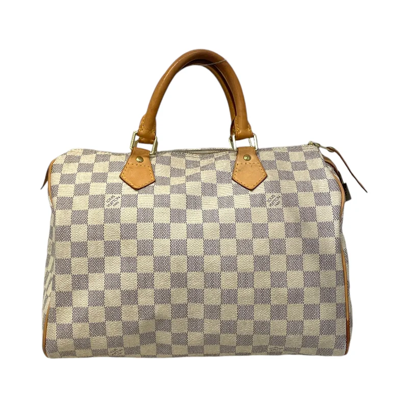 LOUIS VUITTON/Boston Bag/Gingham Check/Leather/WHT/Damier Azur Speedy 35 British Gentleman Style