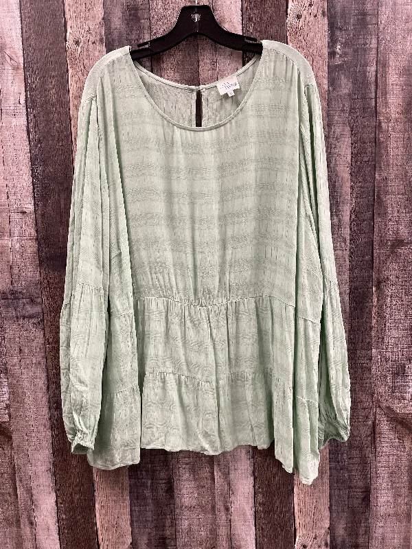 Top Long Sleeve By Ava James In Green, Size: 4x Cozy Men's Winter