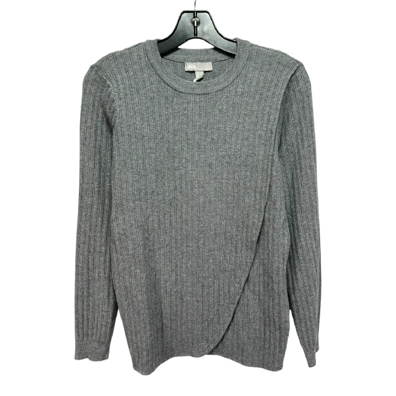 Ribbed Surplice Sweater By Asos In Grey, Size: 8 Sporty Men's Athleisure 