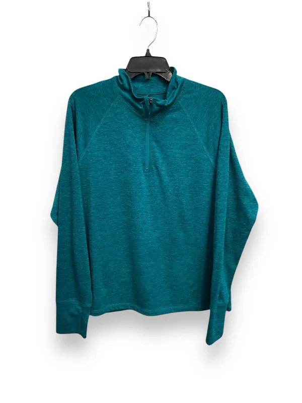 Athletic Top Long Sleeve Collar By Ideology In Teal, Size: Xl Monochromatic All