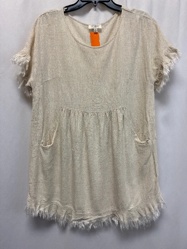 Tunic Short Sleeve By Umgee In Beige, Size: M Refined Men's European