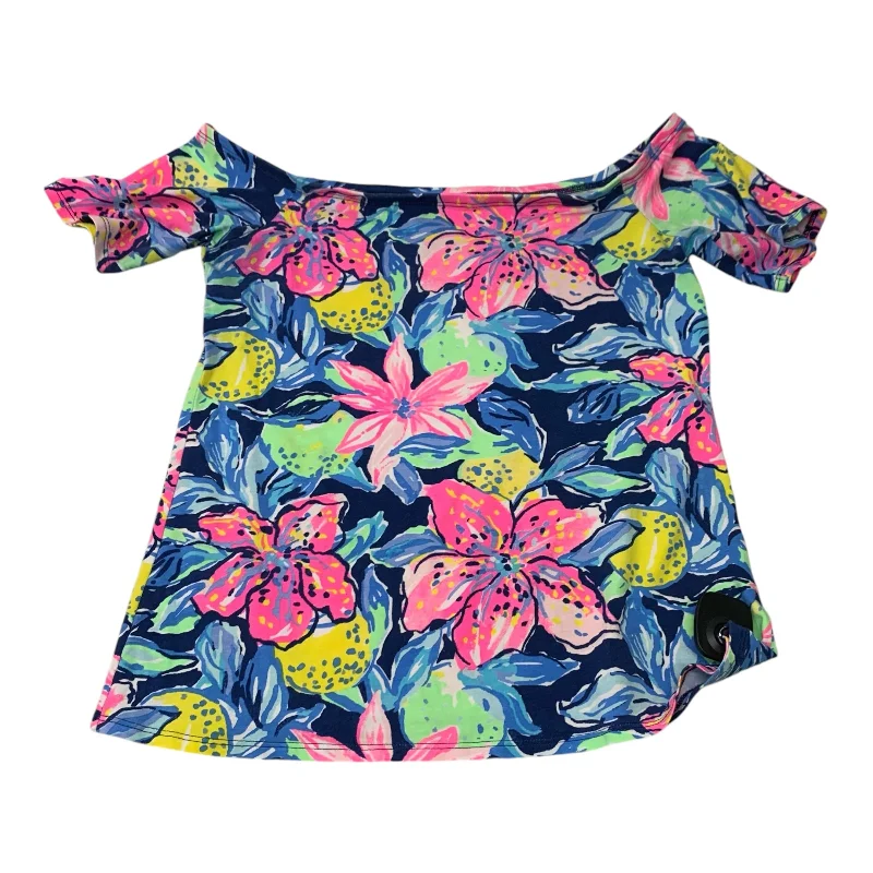 Top Short Sleeve Designer By Lilly Pulitzer In Blue & Pink, Size: S Monochromatic All