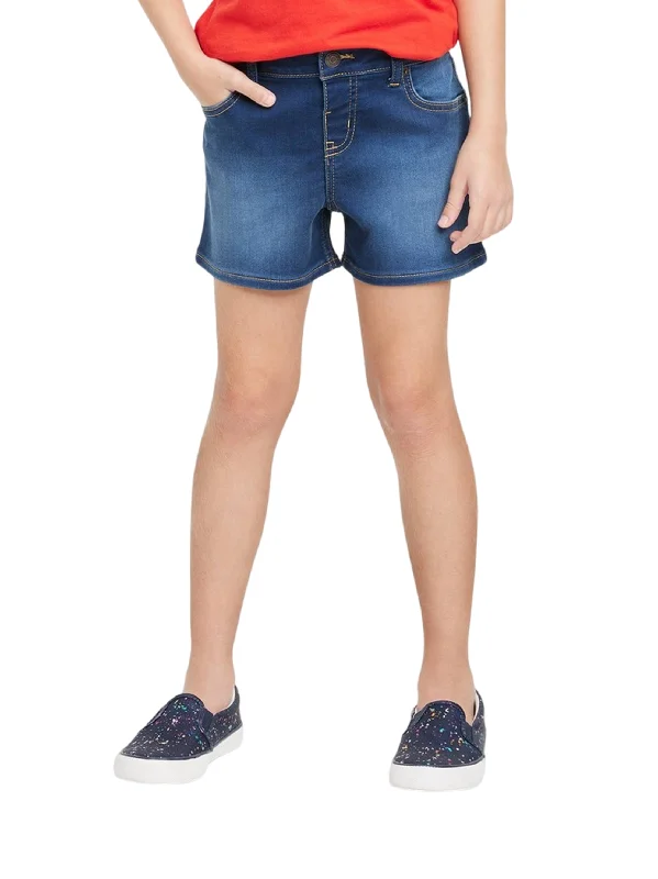 Kids Girl's Washed Denim Short,Blue Tailored