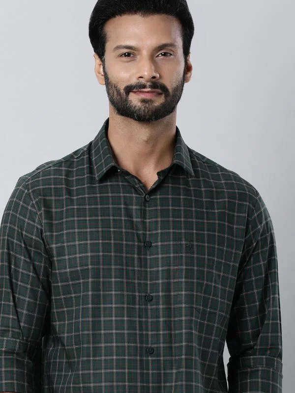 Men Checked Full Sleeve Cotton Blend Shirt Masculine Men's 
