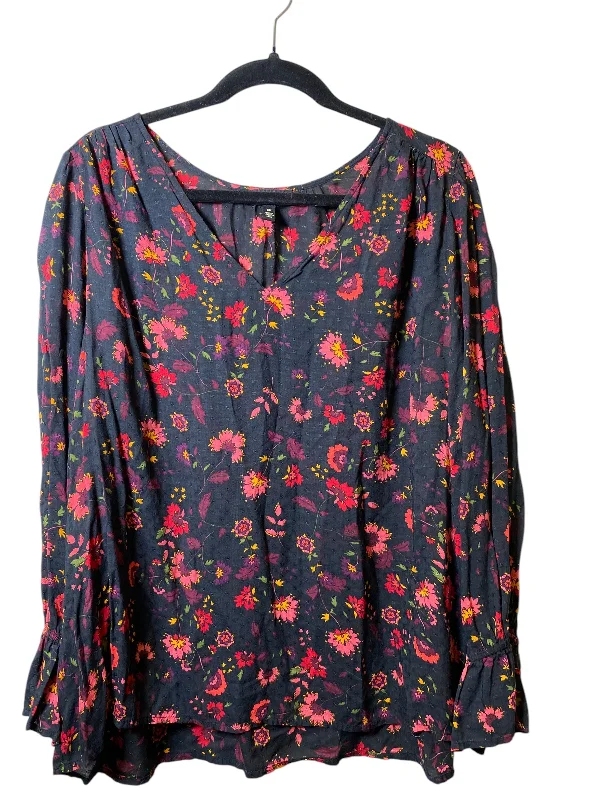 Top Long Sleeve By Jessica Simpson In Floral Print, Size: 2x Hip Men's Urban