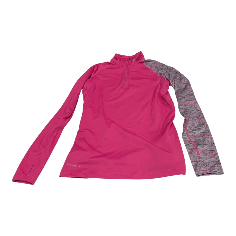 Athletic Top Long Sleeve Collar By Nike Apparel In Pink, Size: M Gym
