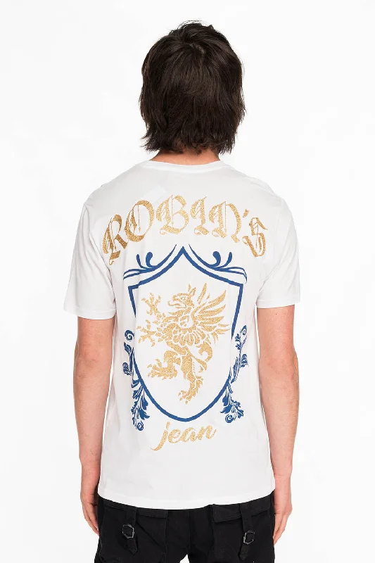 ROBINS GOLD GLITTER EAGLE CREST TEE IN WHITE Adventure