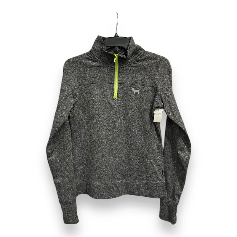 Athletic Top Long Sleeve Collar By Pink In Grey, Size: S Minimalist Men's Casual 