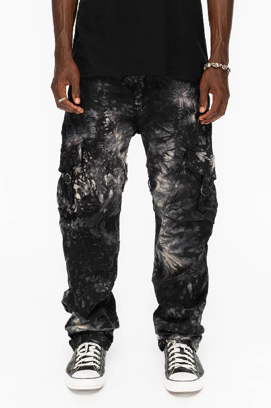 ROBINS NEW MILITARY STYLE CARGO PANTS IN ASTROBLACK WASH Monochromatic All