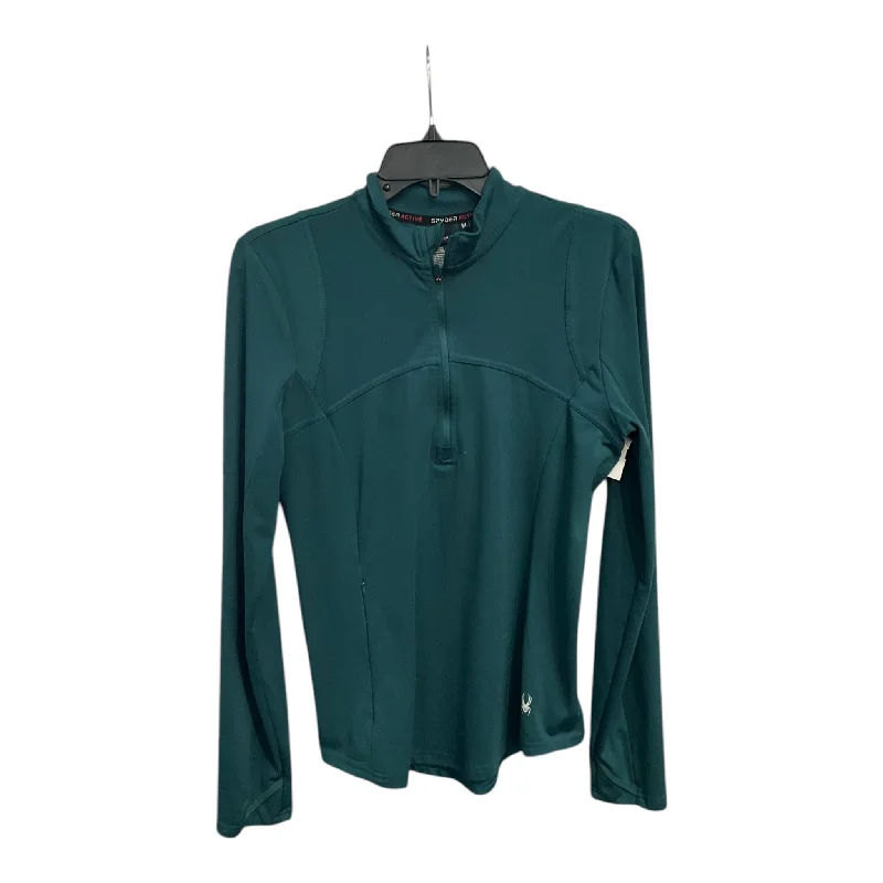 Athletic Top Long Sleeve Collar By Spyder In Green, Size: M Sleek Men's Metallic
