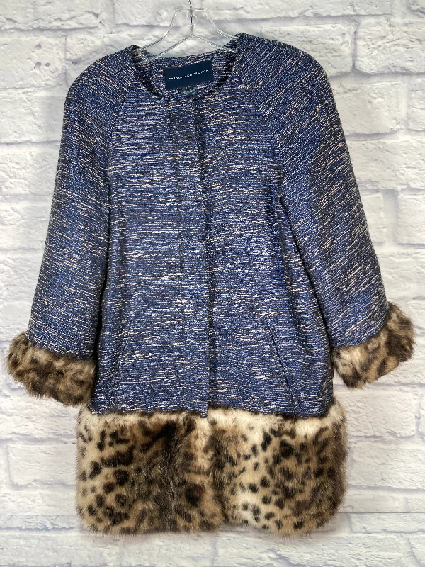 Coat Wool By French Connection In Blue & Gold, Size: Xs Business