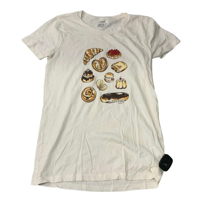 Top Short Sleeve By J. Crew In Cream, Size: Xs Tailored
