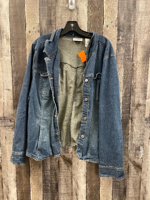 Jacket Denim By Villager By Liz Claiborne In Blue Denim, Size: 3x Trendy Men's Oversized
