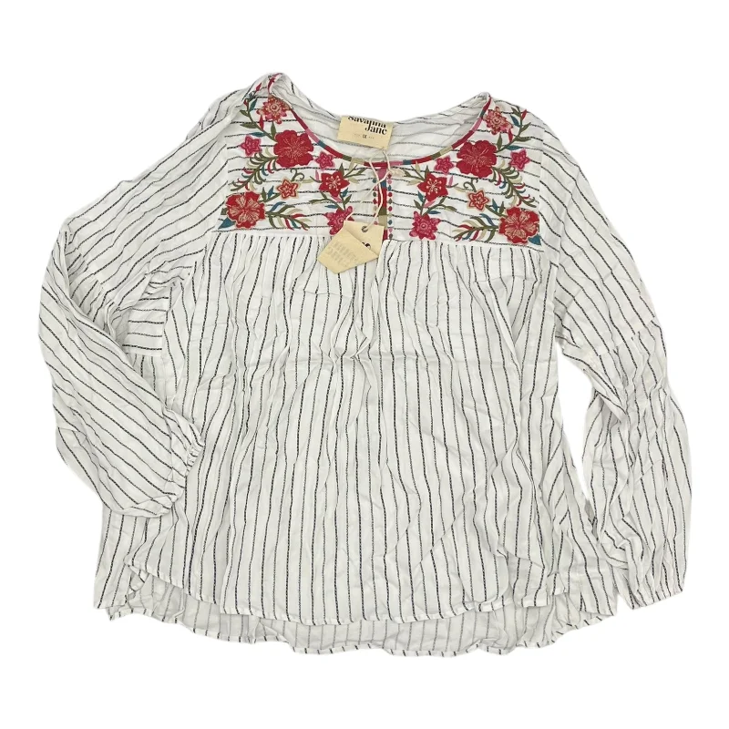 Top Ls By Savanna Jane In striped pattern, Size:1X British Gentleman Style