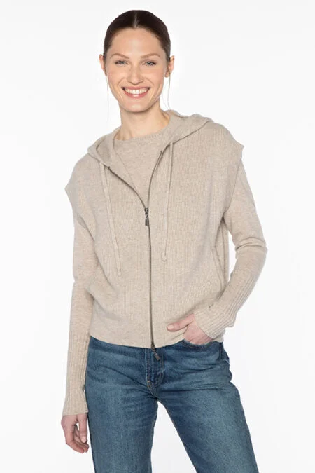 Kinross Cashmere S/L Rib Zip Hoodie Sporty Men's Tennis