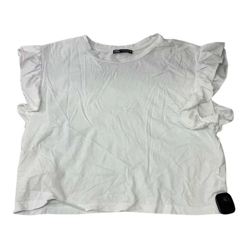 Top Short Sleeve By Zara In White, Size: S Casual Men's Loose