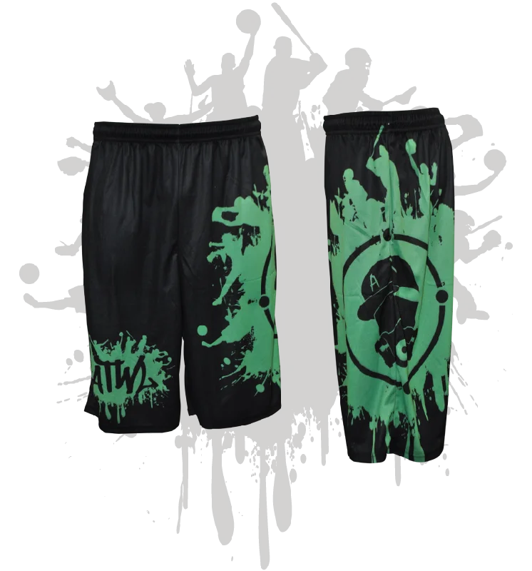 Splatter Splash Mens Full Dye Shorts Black/Kelly Green Refined Men's Velvet