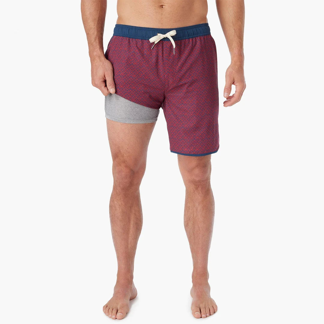 ANCHOR SWIM SUIT - RED GEO Relaxed Men's Beach