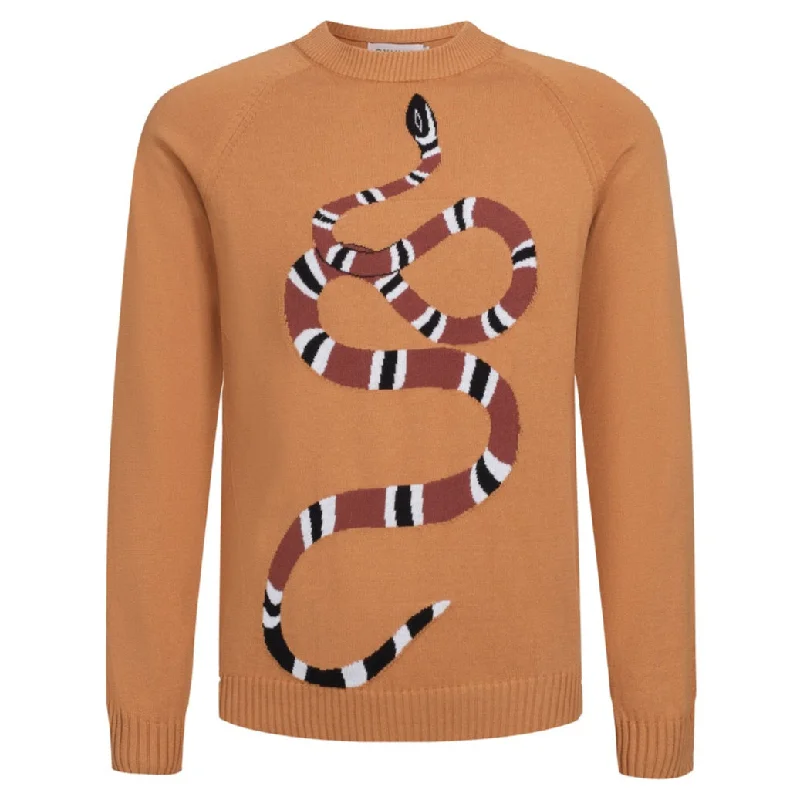 Men's khaki vintage jacquard shoulder sweater Polished Men's Silk