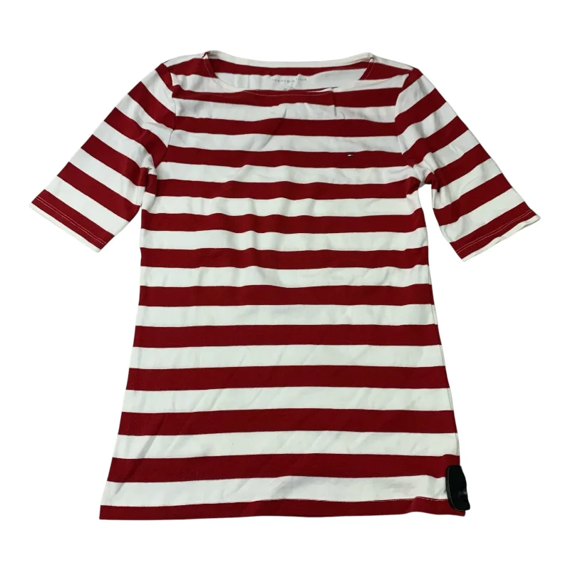 Top Short Sleeve By Tommy Hilfiger In Striped Pattern, Size: M Trendy Men's Oversized