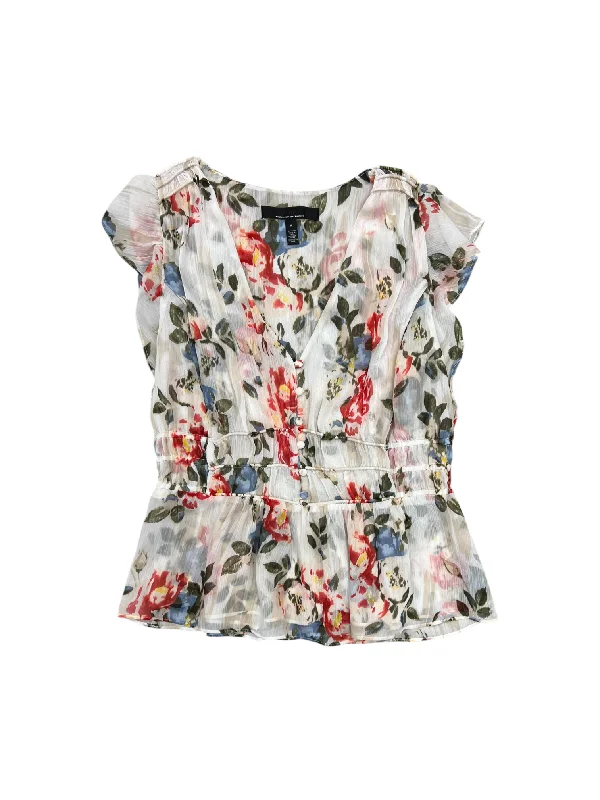 Top Short Sleeve By White House Black Market In Floral Print, Size: S Streetwear Style