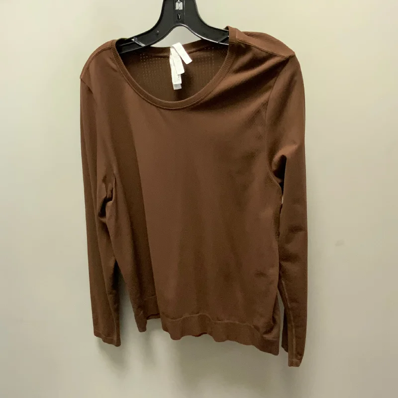 Athletic Top Long Sleeve Crewneck By Athleta In Brown, Size: Xl Polished Men's Silk